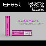 2 pack - Efest IMR 20700 Rechargeable 3000mAh batteries