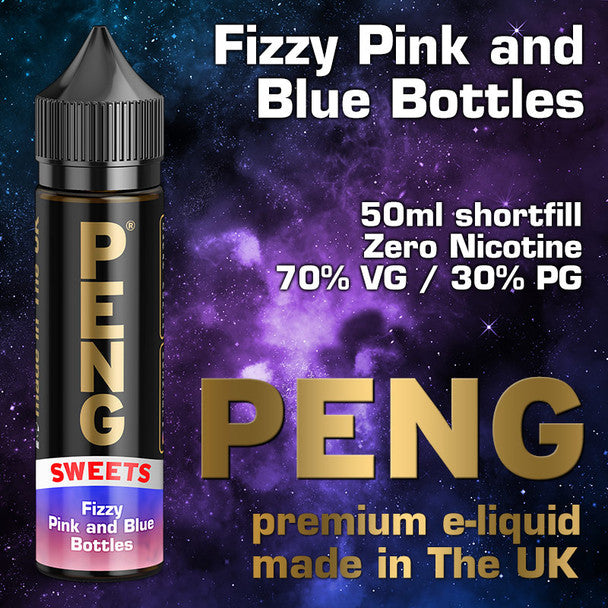 Fizzy Pink and Blue Bottles - PENG e-liquid - 70% VG - 50ml