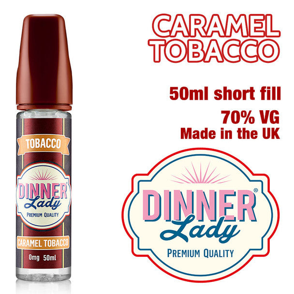 Caramel Tobacco e-liquid by Dinner Lady – 70% VG – 50ml