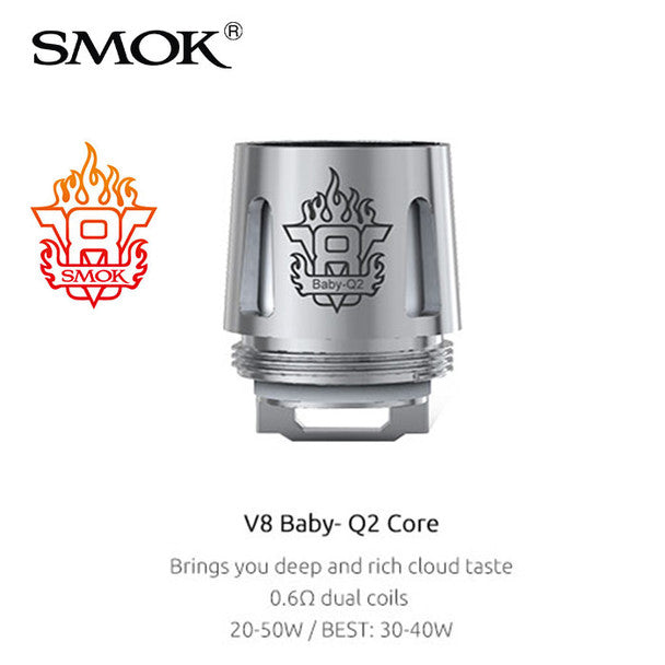 5 Pack - SMOK V8 Baby Q2 0.6 Ohm dual coil atomisers