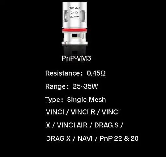 Voopoo PnP-VM3 0.45 Ohm Mesh Coils (5 Pack)