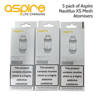 5 pack of Aspire Nautilus XS Mesh Atomisers