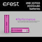 2 pack - Efest IMR 20700 Rechargeable 3000mAh batteries