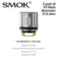 5 pack of SMOK V9 Mesh 0.15ohm atomisers