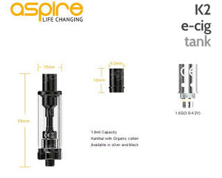 Aspire K2 1.8ml e-cig tank