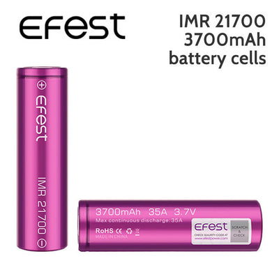 2 pack – Efest IMR 21700 rechargeable 3700mAh battery cells