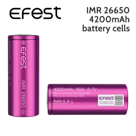 2 pack – Efest IMR 26650 rechargeable 4200mAh battery cells