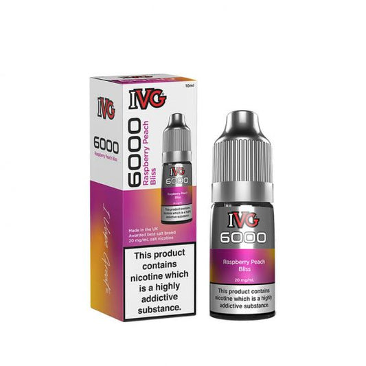 IVG 6000 Raspberry Peach Bliss 10ml Nic Salt E-Liquid