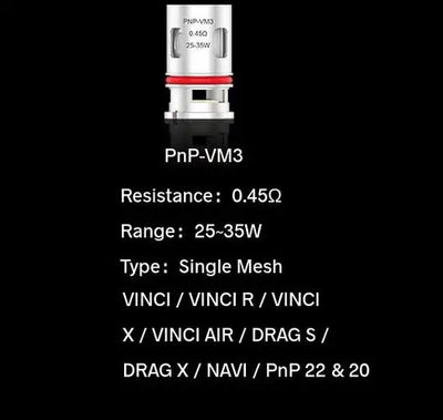 Voopoo PnP-VM3 0.45 Ohm Mesh Coils (5 Pack)